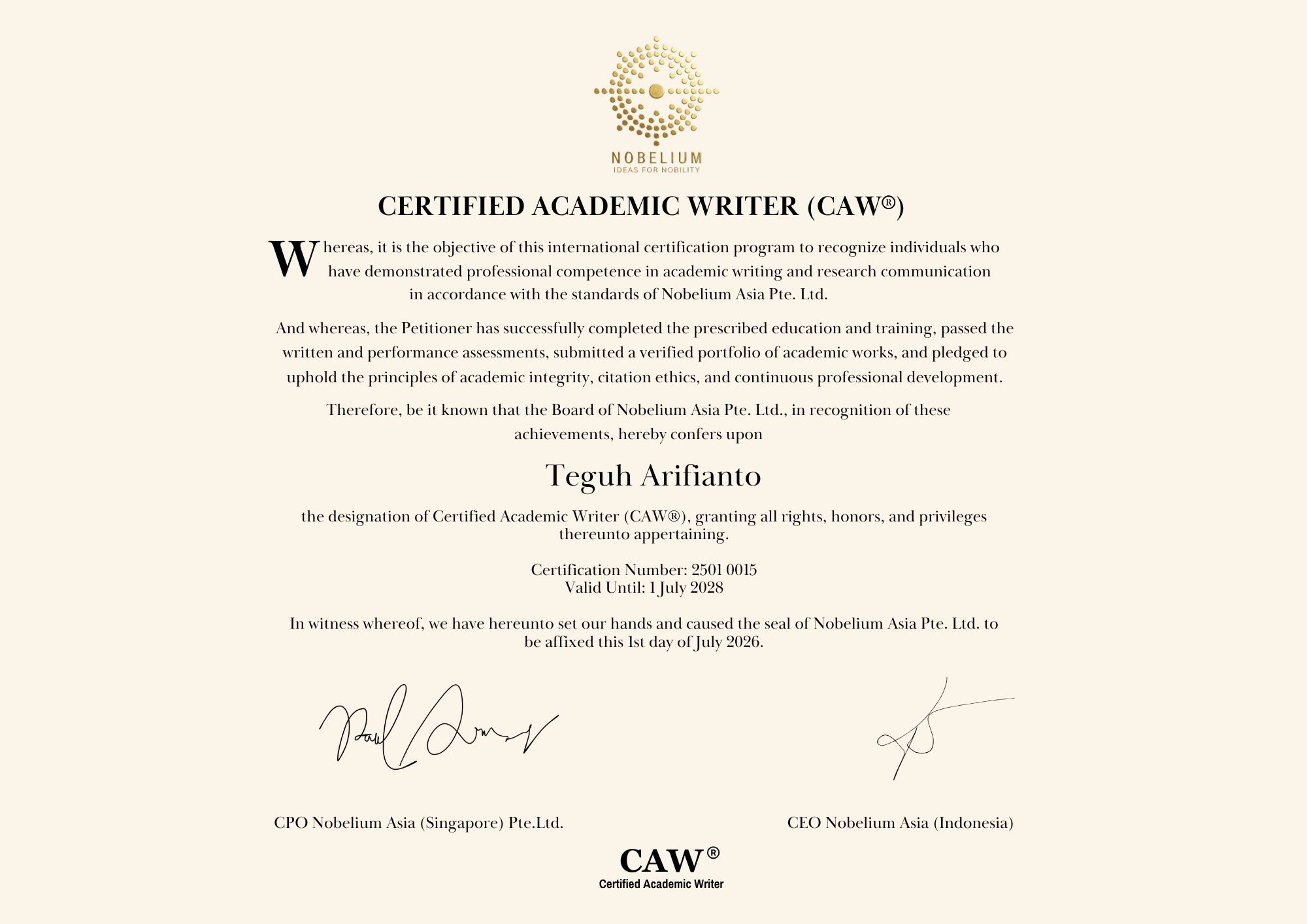 Certified Academic Writer - Teguh Arifianto